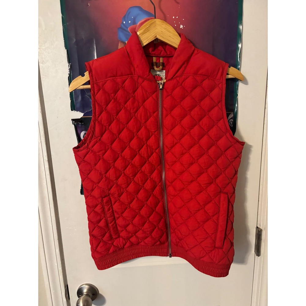 Timberland Red Quilted Puffer Vest Mens Small Full Zip Sleeveless Jacket Outdoor
